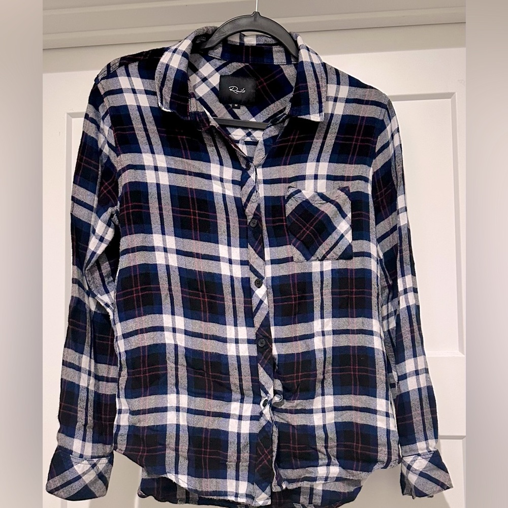 Rails Hunter Plaid Button Down Shirt Navy Magenta White Size M